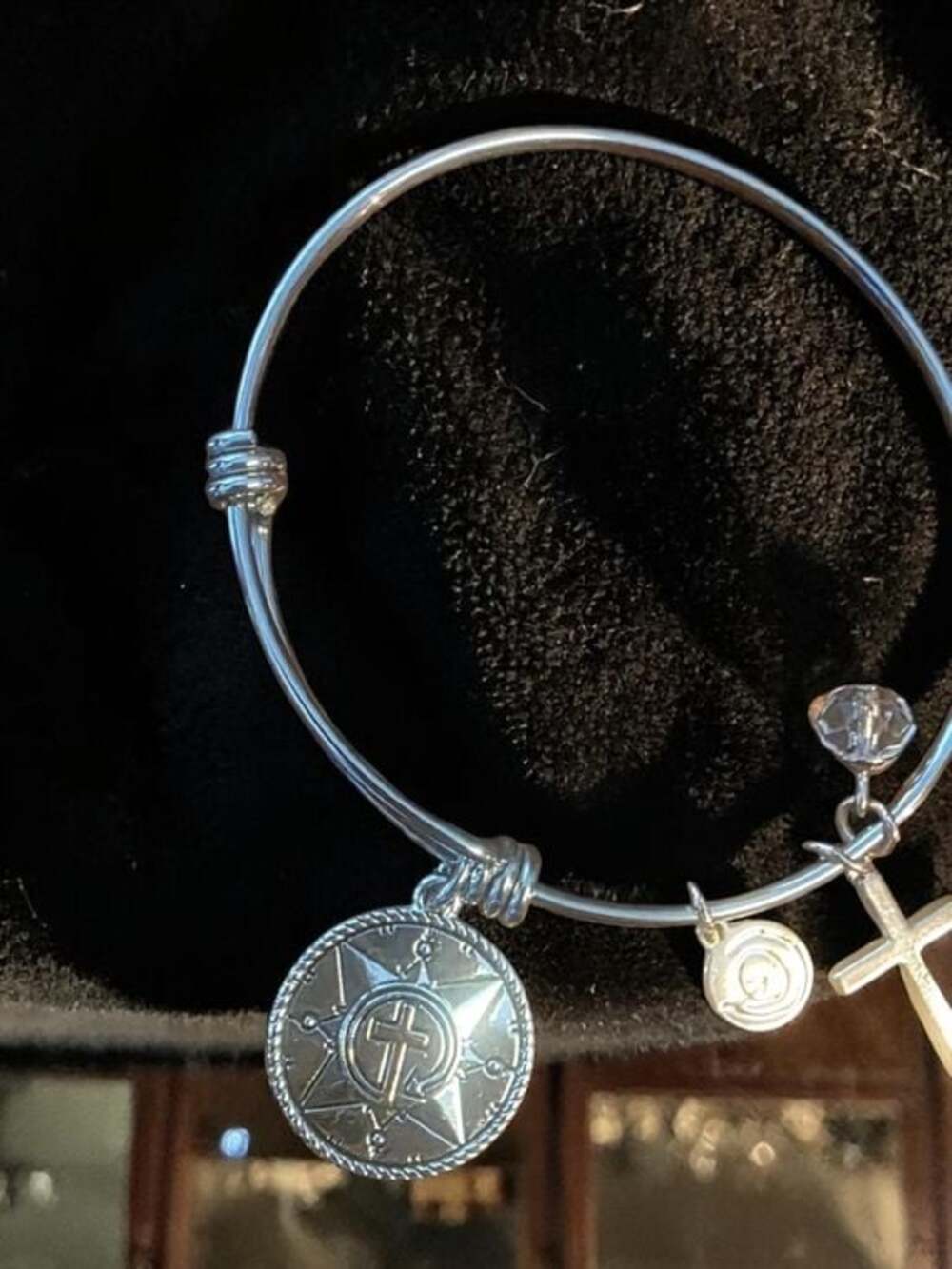Alex and Ani Trust the Journey Cross Bangle Bracelet - Picture 2 of 3